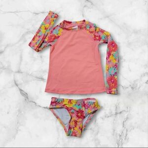 Kanu Surf Girls' River Long Sleeve Rashguard UPF 50+ 2T Coral NWT